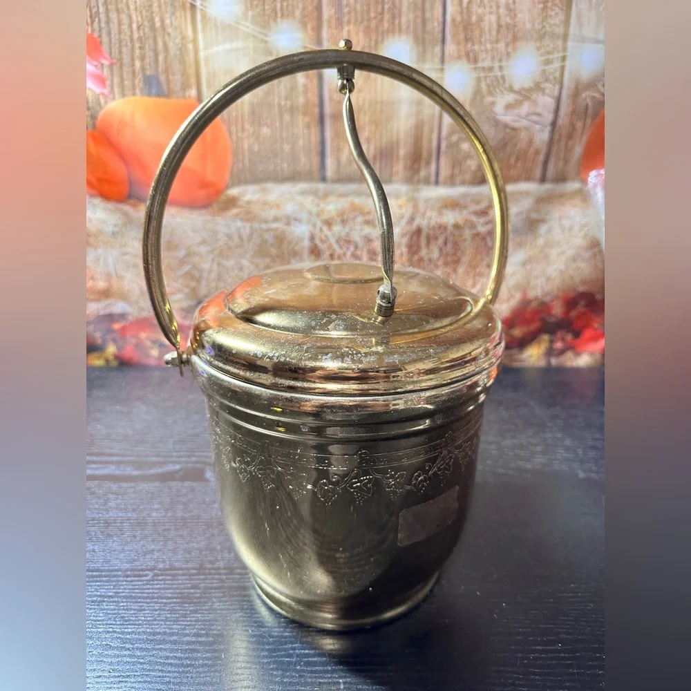 Vintage MCM Solid Brass Ice Bucket by United